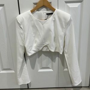 Oyster white sparkly crop top